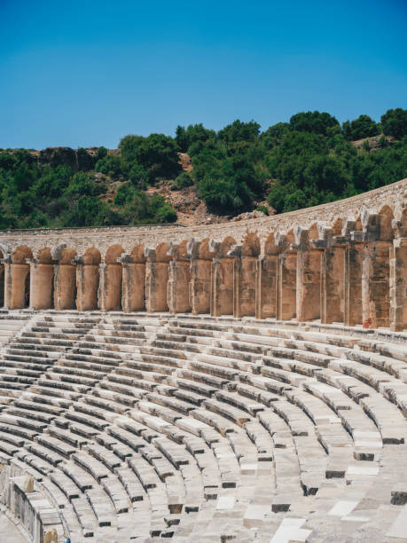 amfiteatr aspendos, antalya, turcja - aspendos construction architecture outdoors zdjęcia i obrazy z banku zdjęć