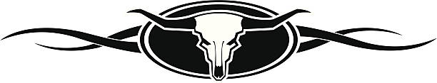 long horn bull totenkopf - texas longhorn cattle horned cattle farm stock-grafiken, -clipart, -cartoons und -symbole