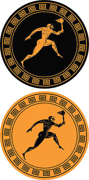 олимпийский огонь - roman mythology stock illustrations
