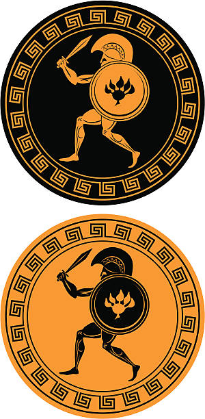 gladiator the figure shows the pattern amphorae sparta greece stock illustrations