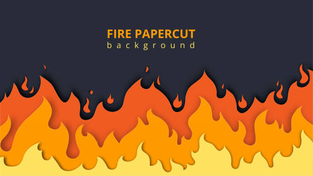 scherenschnitt-feuerhintergrund - feuer stock-grafiken, -clipart, -cartoons und -symbole