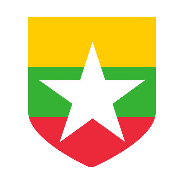 illustrazioni stock, clip art, cartoni animati e icone di tendenza di bandiera del myanmar in forma. bandiera del myanmar in forma. - burmese culture