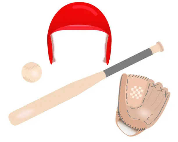 Vector illustration of Set for playing baseball on a white background. Vector illustration