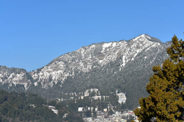 istock Snow covered mountain and village in Nainital. 1493982787