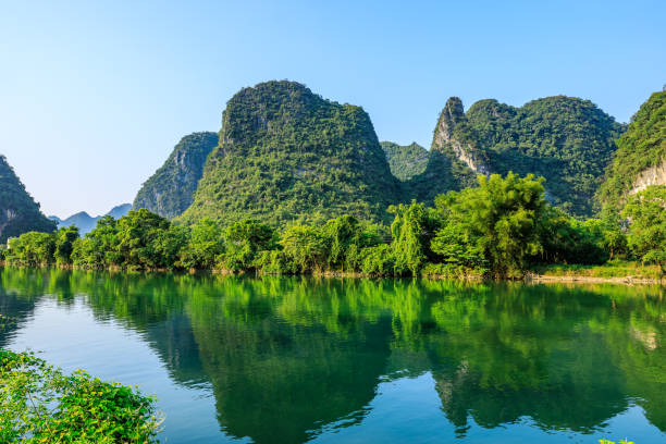istock Karst mountain and river landscape in Guilin 1493983436