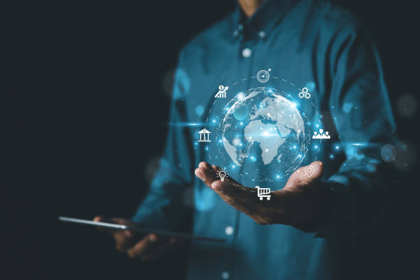 istock Businesman using laptop for technology , global internet connection of business and digital marketing. Finance and Banking Digital Link Technology, Big Data, Investment concept . 1493987957