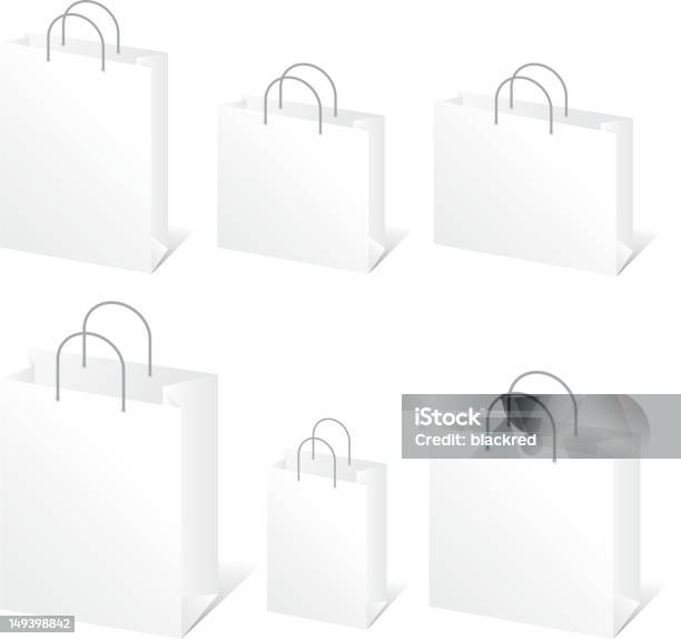 Branco Sacos De Compras - Arte vetorial de stock e mais imagens de Saco de Papel - Saco de Papel, Modelo, Saco de Compras