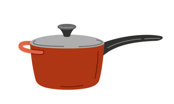 Vector illustration of Pot with long handle sticker