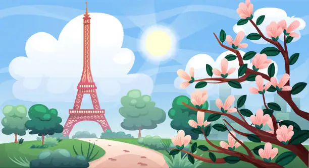 Vector illustration of Eiffel tower in Paris