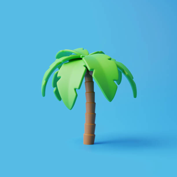 istock Cartoon tropical palm tree on a blue background 1493993685