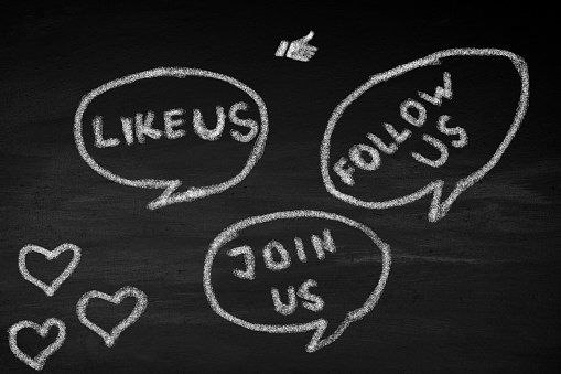Like us follow us  join us concept of social media marketing
