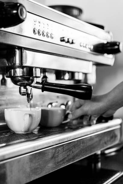 istock professional espresso coffee making machine close up in black and white 1493997663