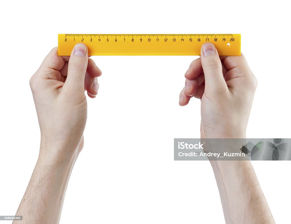 Yellow Centimetres Ruller In Hands Measure Isolated On White Stock Photo -  Download Image Now - iStock