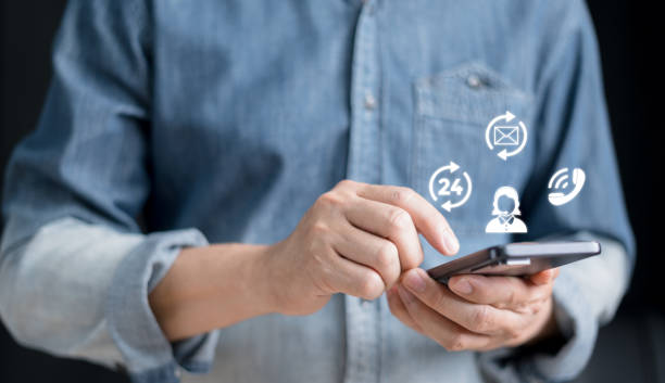 istock Customer service concept. Support. Provides 24-hour informational assistance and contact in online business systems, and digital marketing. via call center, email, and telephone. 1494002361