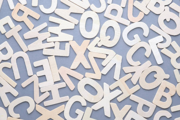 Scattered Wooden English Alphabets