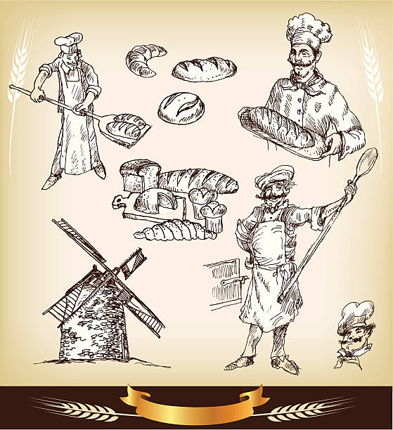 Vector Hand Drawn Bakery Set vector art illustration