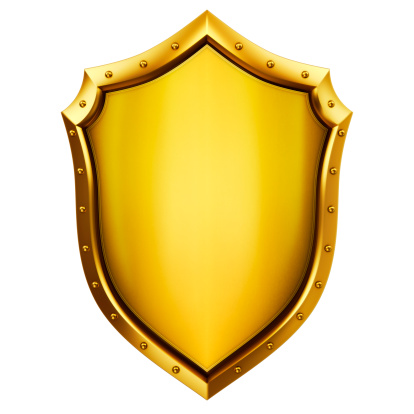 Gold medieval shield (3d render)