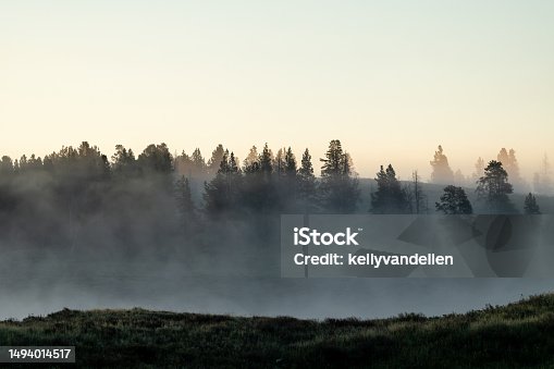 istock Fog Clings To The Trees Along The Yellowstone River 1494014517