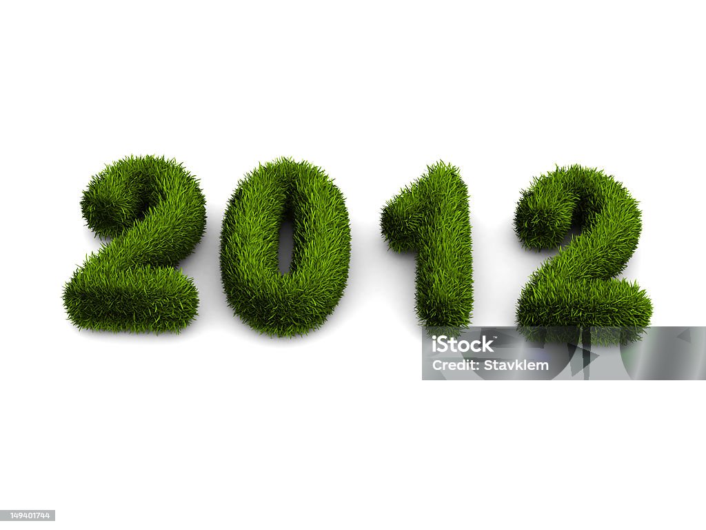 2012 new year grass concept 2012 new year concept isolated on white 2012 Stock Photo