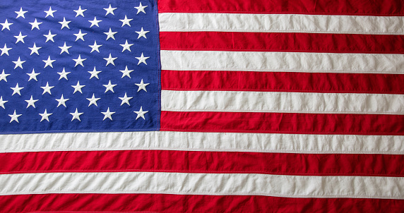USA flag background top view, American National Holiday, Memorial and Independence day, July 4th concept