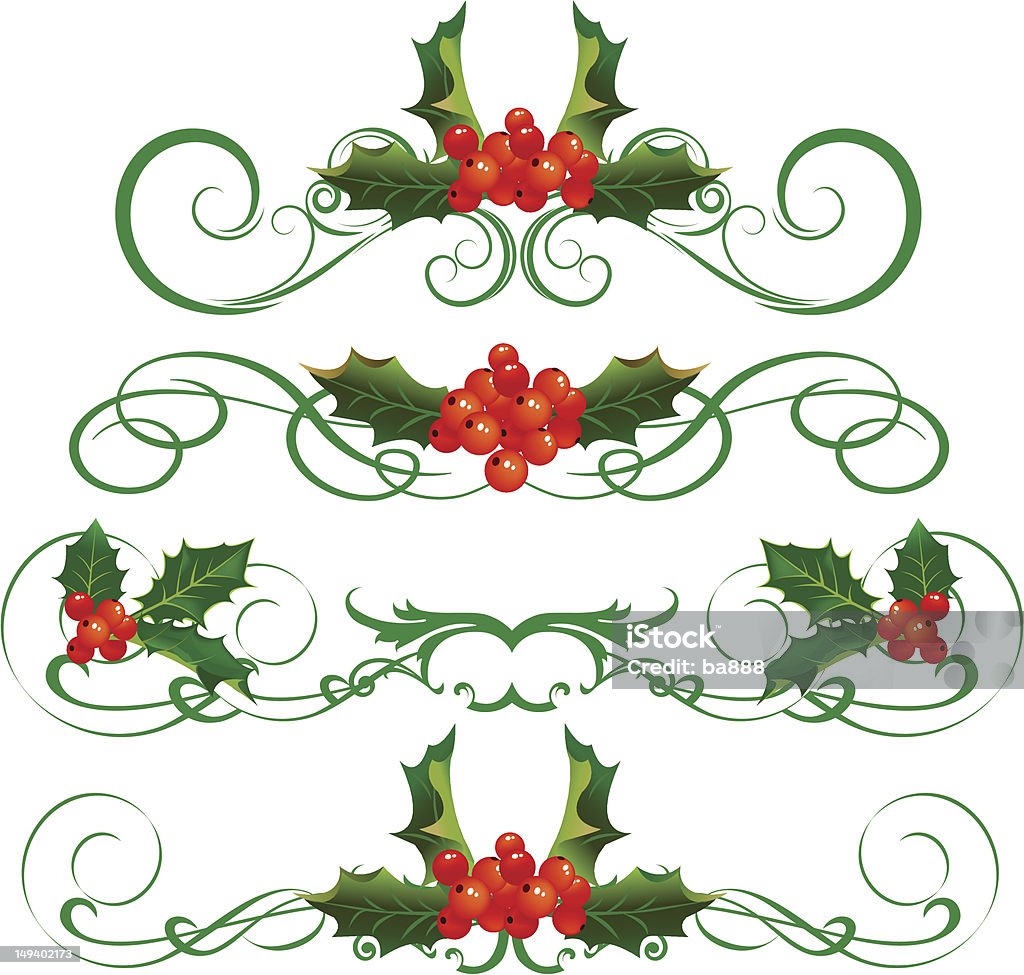 Color Holly Design Holly Design Elements Stock Illustration - Download Image Now ...