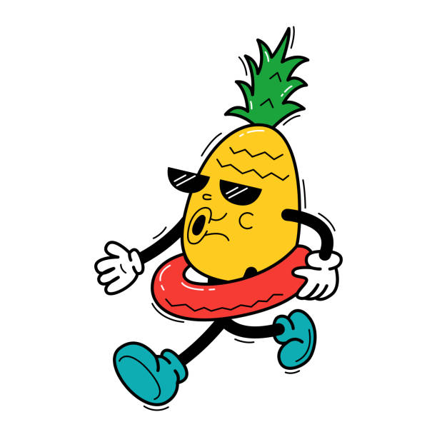 Pineapple cartoon character vector art illustration