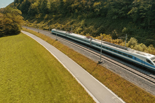 istock Bullet train against beautiful autumn nature 1494032145