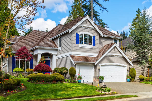 American Suburban Home Exterior stock photo