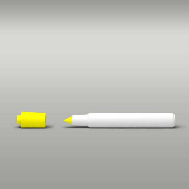 istock Yellow marker pen isolated on grey background. 1494044046