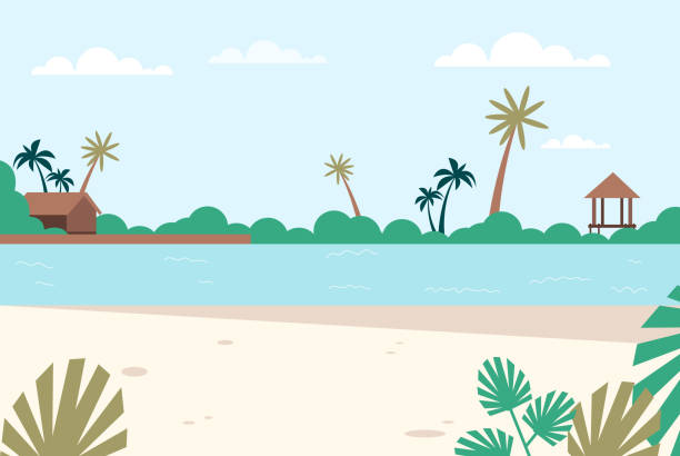 koncepcja tła letniego, plażowego, morskiego, piaszczystego. ilustracja grafiki wektorowej - backgrounds bay beach beauty in nature stock illustrations