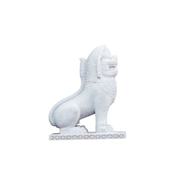 istock White sculptural image of an Asian lion, Indochinese sculpture style, isolate. 1494052313