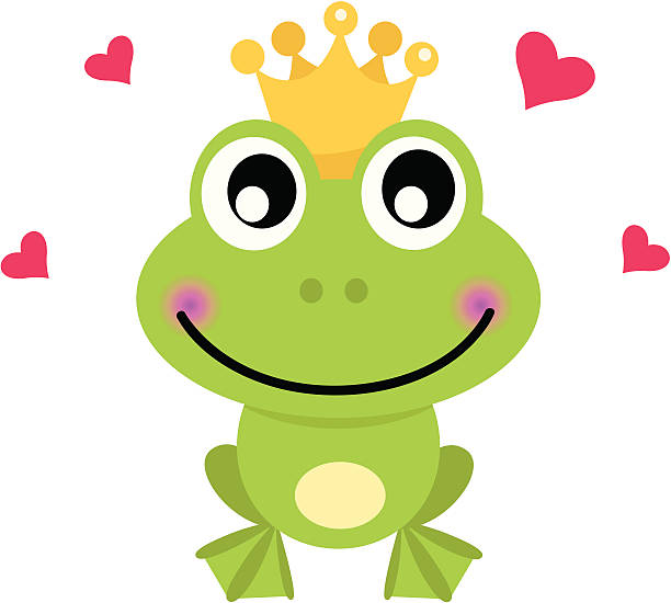 Frog cartoon prince isolated on white vector art illustration