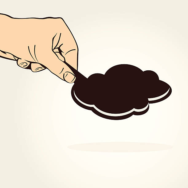 ciemne chmury - cloud computing human hand cloud cloudscape stock illustrations