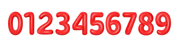 istock Red realistic numbers from 0 to 9. Collection of 3d red color numbers. Set. Elements in cartoon style. Vector 1494053023
