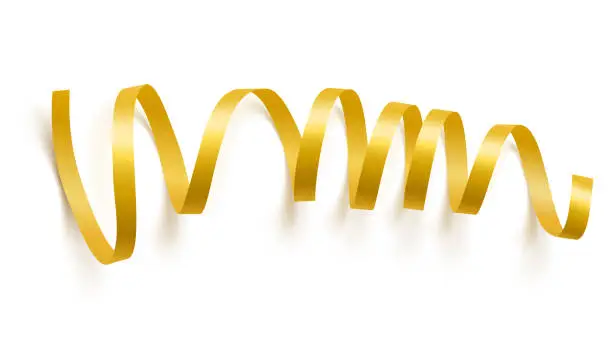 Vector illustration of 3d gold ribbons design. Golden ribbon isolated on white background.