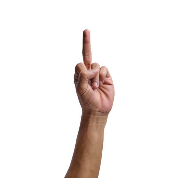 istock Male Hand Extending Middle Finger against White or Transparent Background 1494053969