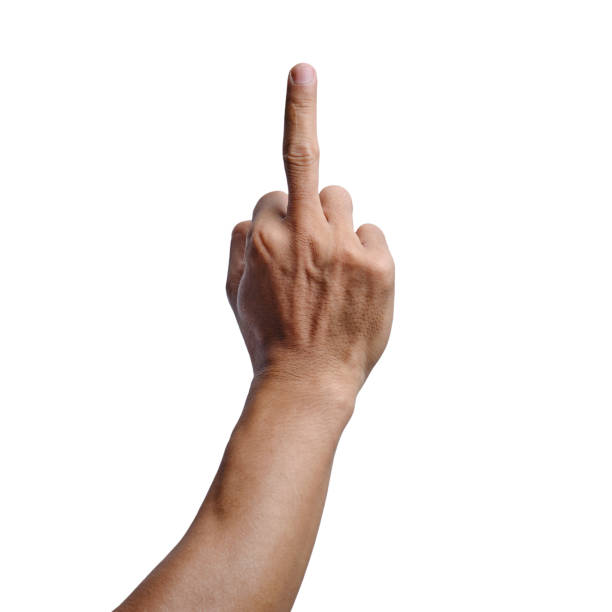 istock Male Hand Extending Middle Finger against White or Transparent Background 1494054204