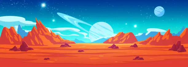 Vector illustration of Orange alien space planet game cartoon background