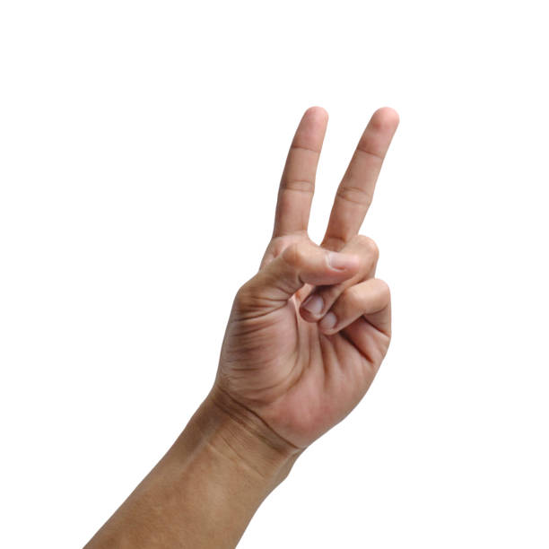 istock Peaceful Gesture: Male Hand Symbolizing Peace against White or Transparent Background 1494054508