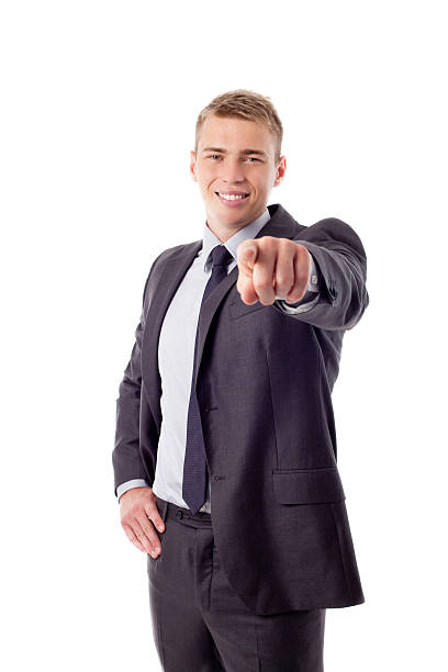 istock Young businessman pointing with finger 149405958