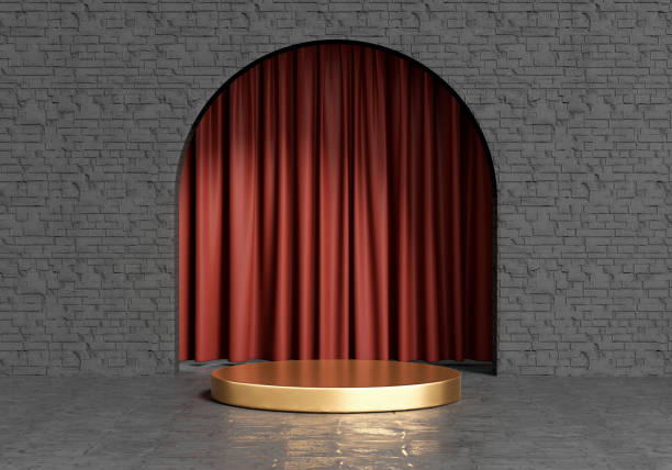 istock 3D rendering platform podium with curtain product presentation background 1494060200