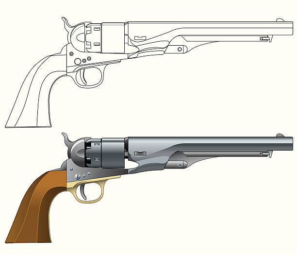 アメリカ陸軍 Revolver 1860 ベクターアートイラスト