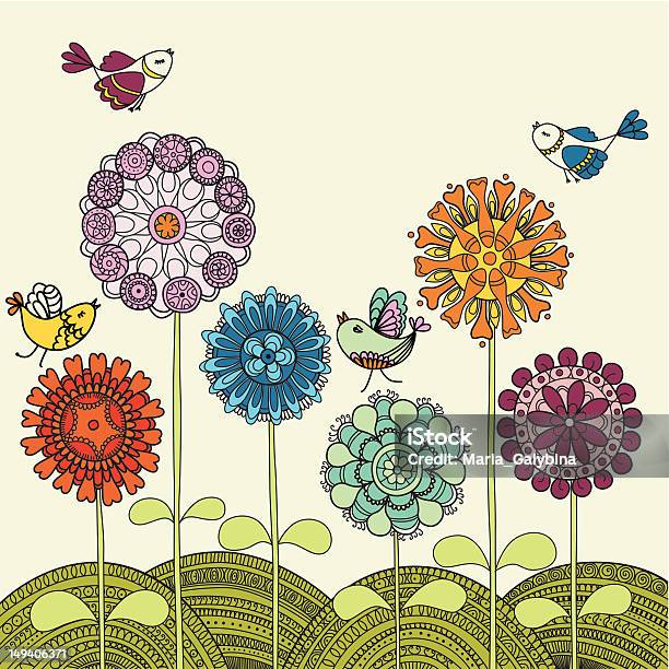 Flowers And Birds Stock Illustration - Download Image Now - Animal, Art, Art And Craft