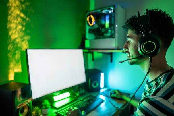 istock Young gamer playing online with friends 1494068217
