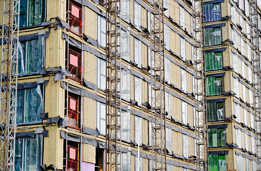 High rise residential building of flats with cladding being replaced with fire resistant materials UK