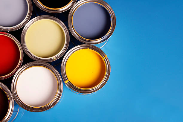 Paint cans stock photo