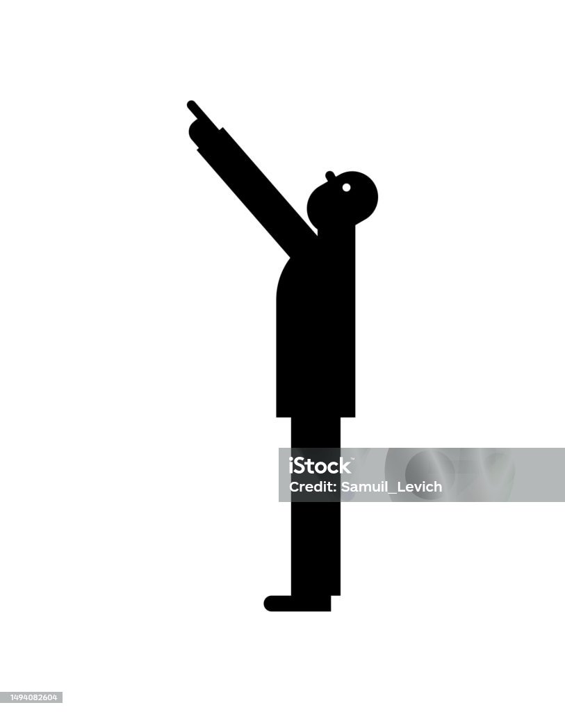 Point Up Sticker Man Points Up Symbol Guy Pointing Up Sign Stock Illustration - Download ...