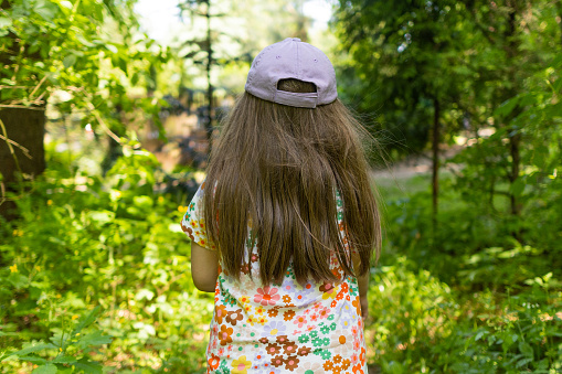 Only One Young Girl Walking in the Forest near Cracov. Poland.