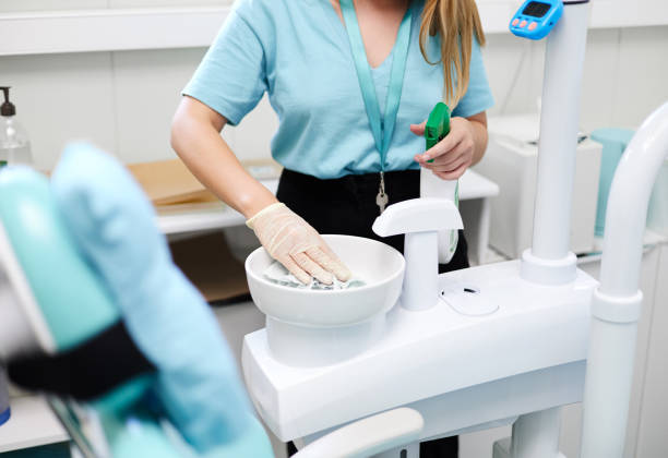 istock Crop assistant disinfecting dental sink 1494089330