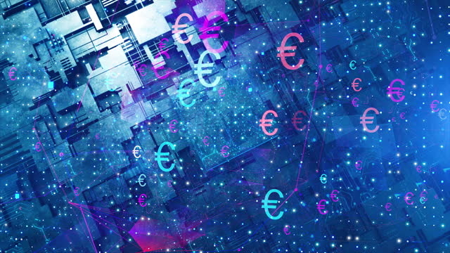 Euro symbol, abstract finance and business animation